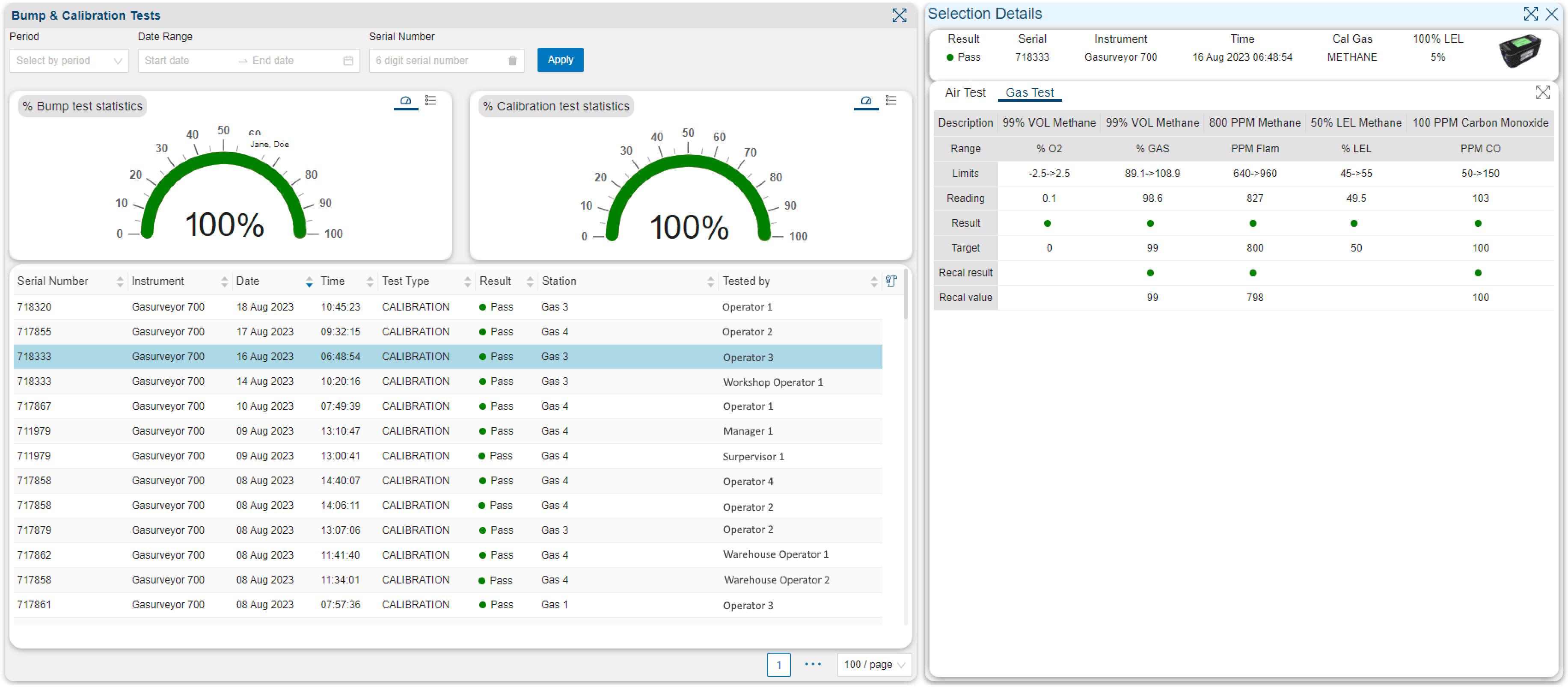 Bump and calibration screen